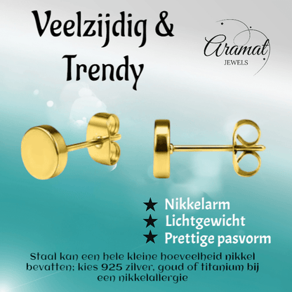 Goudkleurige Ronde Oorstekers RVS 5mm - Aramat Jewels - Oorbellen - cadeautip