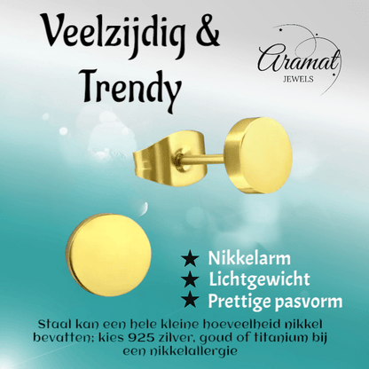 Goudkleurige Ronde Oorstekers RVS 7mm - Aramat Jewels - Oorbellen - cadeautip