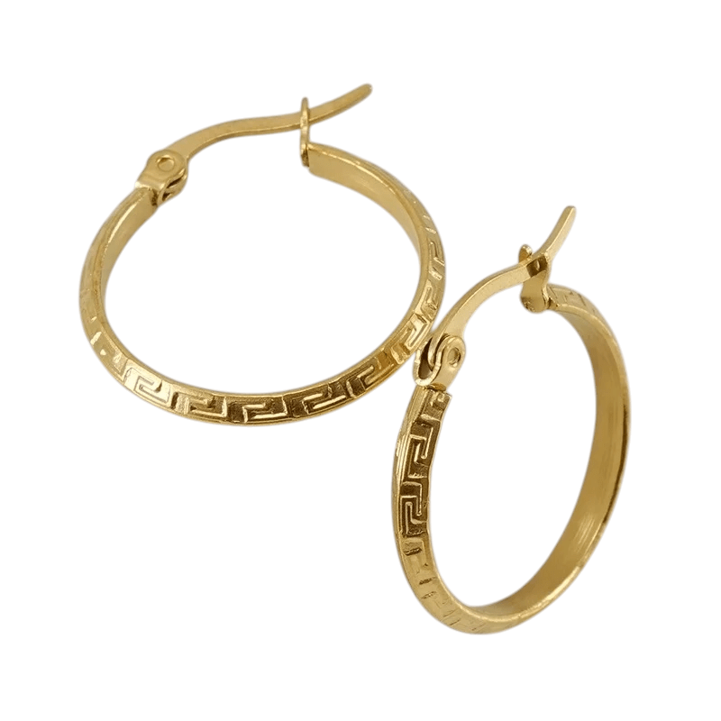 Goudkleurige RVS Oorringen 23mm met Grieks Motief – Versace Style - oor6360 - 1159 - Oorringen kopen# - 23mm - alles - cadeau