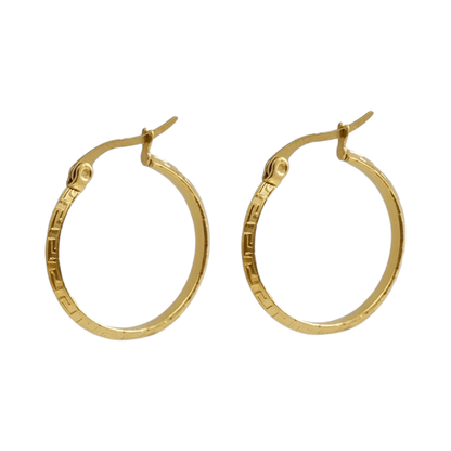 Goudkleurige RVS Oorringen 23mm met Grieks Motief – Versace Style - oor6360 - 1159 - Oorringen kopen# - 23mm - alles - cadeau