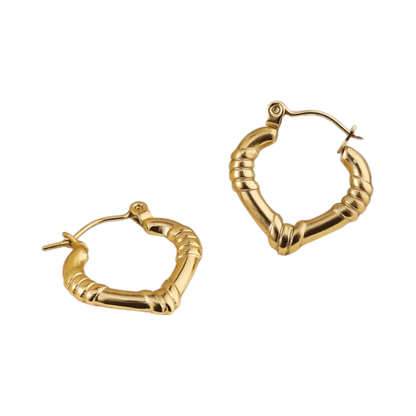 Goudkleurige RVS Oorringen met Streepjes – 22x20mm - oor6356 - 514407 - Oorringen kopen# - 22mm - alles - cadeau