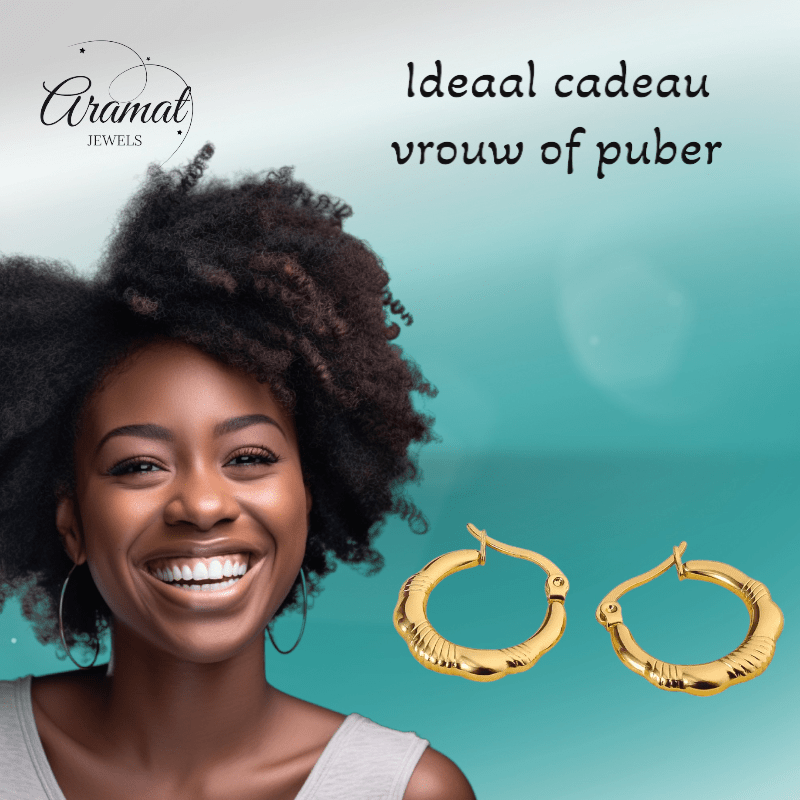 Goudkleurige RVS oorringen streepjes 20mm - oor6367 - 514397 - Oorringen kopen# - 20mm - alles - cadeau