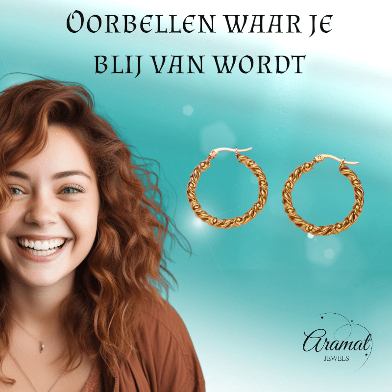 Goudkleurige RVS oorringen wikkelmotief 30mm - oor6376 - 528914 - Oorringen kopen# - 30mm - alles - cadeau