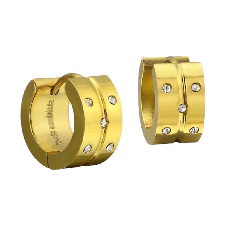 Goudkleurige RVS Oorringetjes - Met Zirkonia Steentjes - oor4110 - 34152 - Oorringen kopen