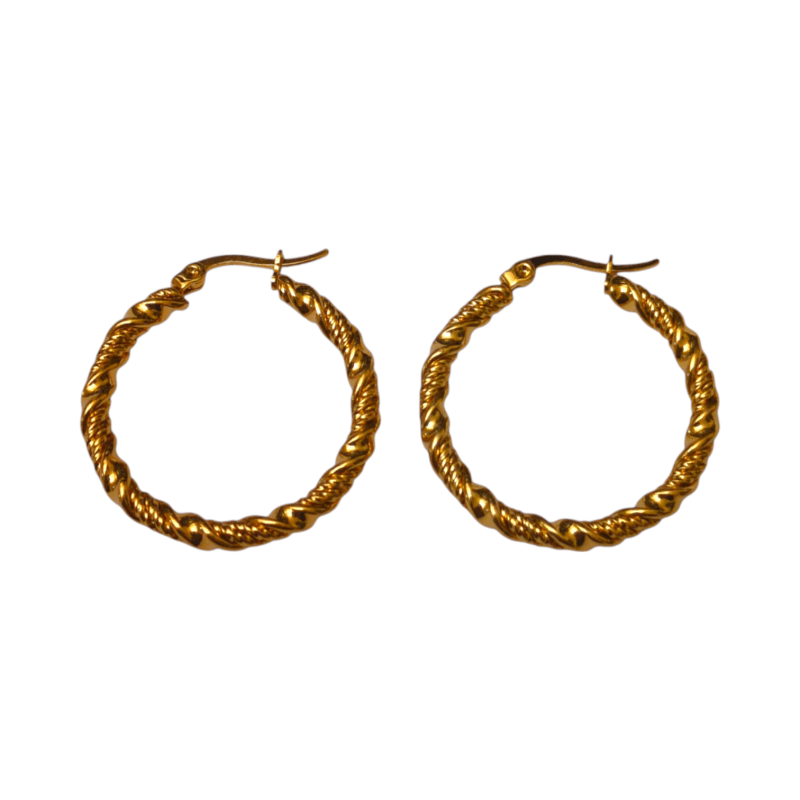 Goudkleurige RVS wikkeloorringen 30mm - oor6377 - 528913 - Oorringen kopen# - 30mm - alles - cadeau