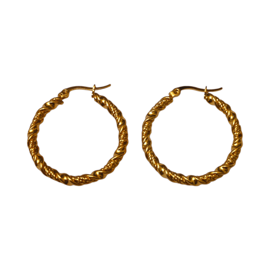 Goudkleurige RVS wikkeloorringen 30mm - oor6377 - 528913 - Oorringen kopen# - 30mm - alles - cadeau