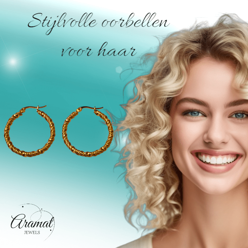 Goudkleurige RVS wikkeloorringen 30mm - oor6377 - 528913 - Oorringen kopen# - 30mm - alles - cadeau