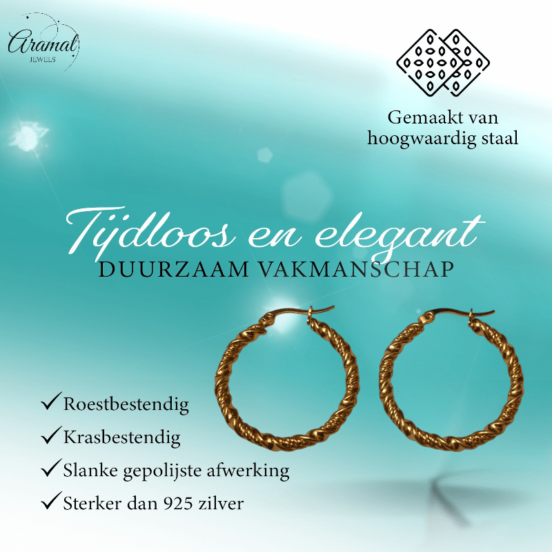 Goudkleurige RVS wikkeloorringen 30mm - oor6377 - 528913 - Oorringen kopen# - 30mm - alles - cadeau