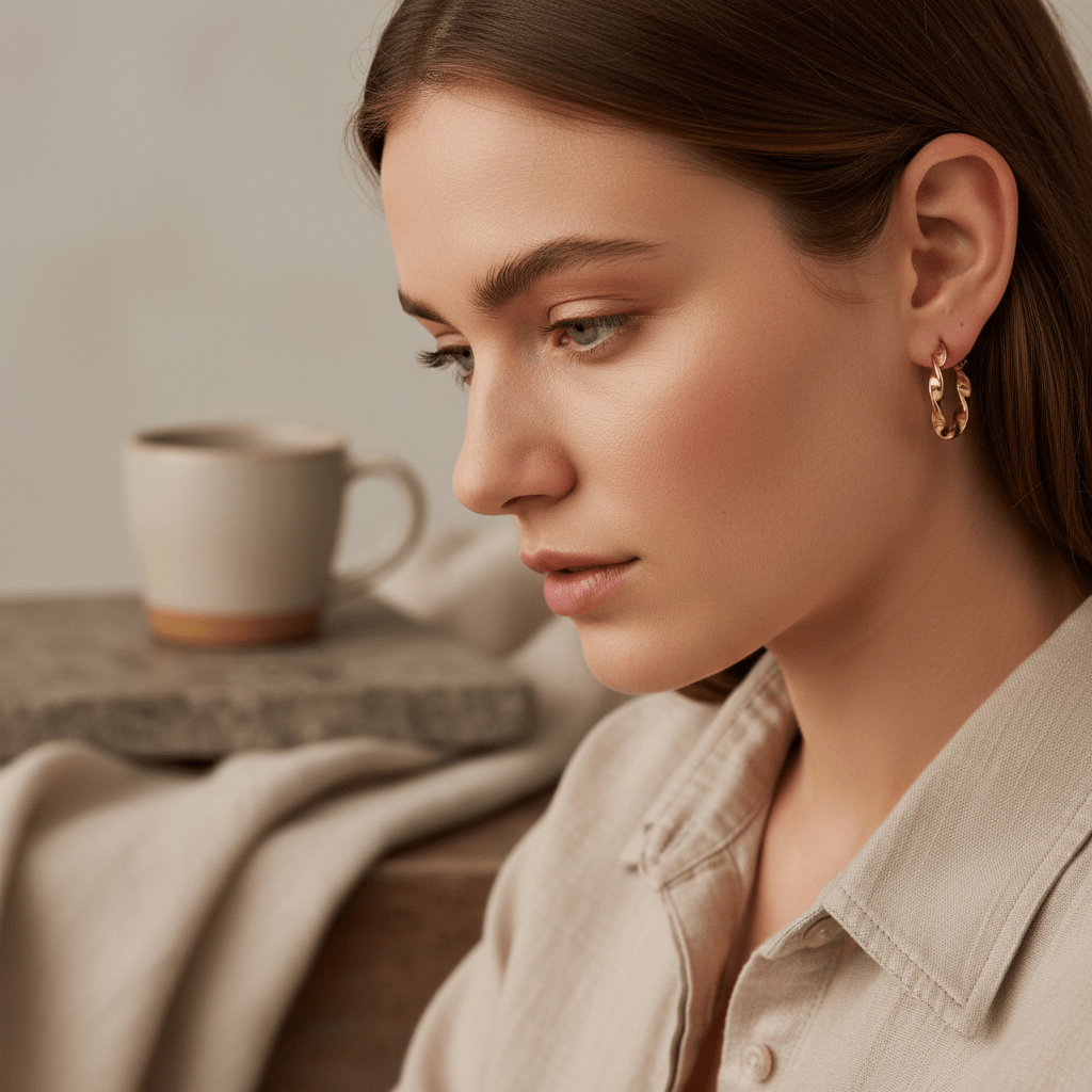 Goudkleurige RVS Wokkeloorringen Gedraaid - 20 mm - Aramat Jewels - Oorringen - cadeautip