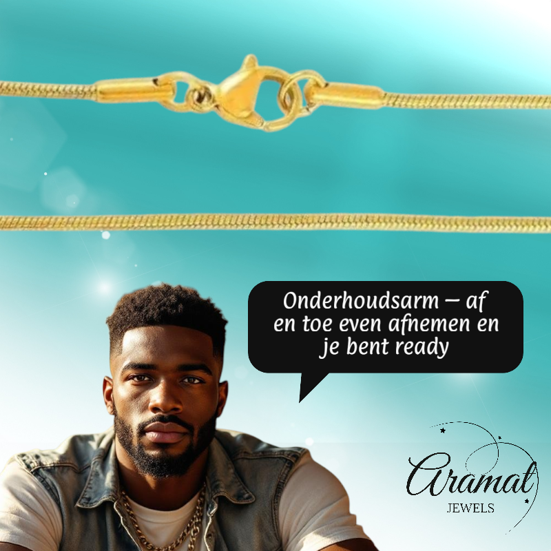 RVS Slangenketting Goudkleur 45-60cm - Soepele Snake Chain Ketting