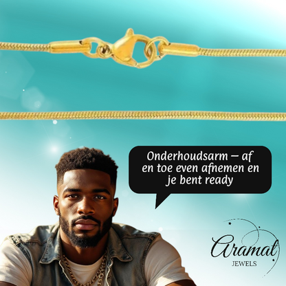 RVS Slangenketting Goudkleur 45-60cm - Soepele Snake Chain Ketting
