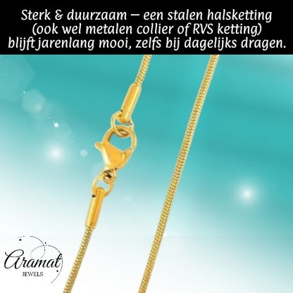 RVS Slangenketting Goudkleur 45-60cm - Soepele Snake Chain Ketting