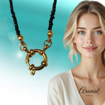 Goudkleurige Stainless Steel Bedelketting - Aramat Jewels - Bedelketting - cadeautip