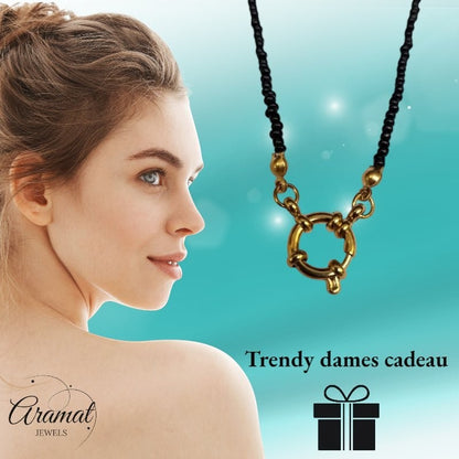 Goudkleurige Stainless Steel Bedelketting - Aramat Jewels - Bedelketting - cadeautip