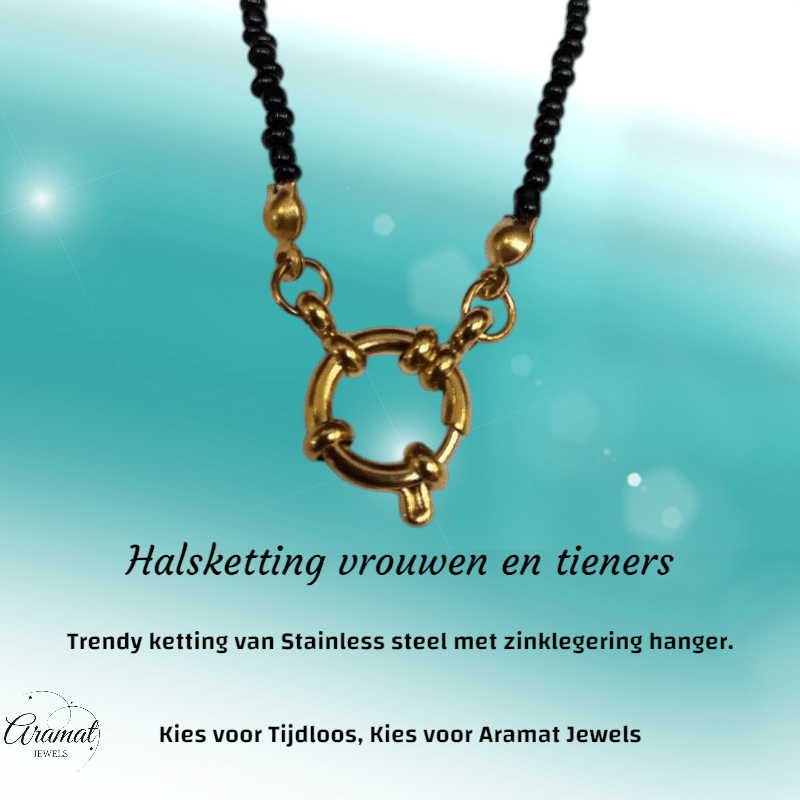 Goudkleurige Stainless Steel Bedelketting - Aramat Jewels - Bedelketting - cadeautip