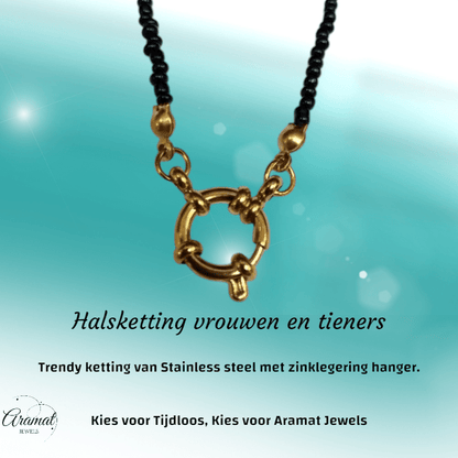 Goudkleurige Stainless Steel Bedelketting - Aramat Jewels - Bedelketting - cadeautip