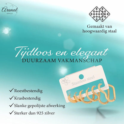 Goudkleurige stainless steel oorringenset – 2x rond + 1x hart – 3 maten - set19 - 153013 - Oorringen kopen# - alles - cadeau - dames