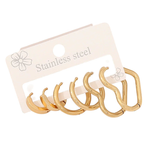 Goudkleurige stainless steel oorringenset – 2x rond + 1x hart – 3 maten - set19 - 153013 - Oorringen kopen# - alles - cadeau - dames