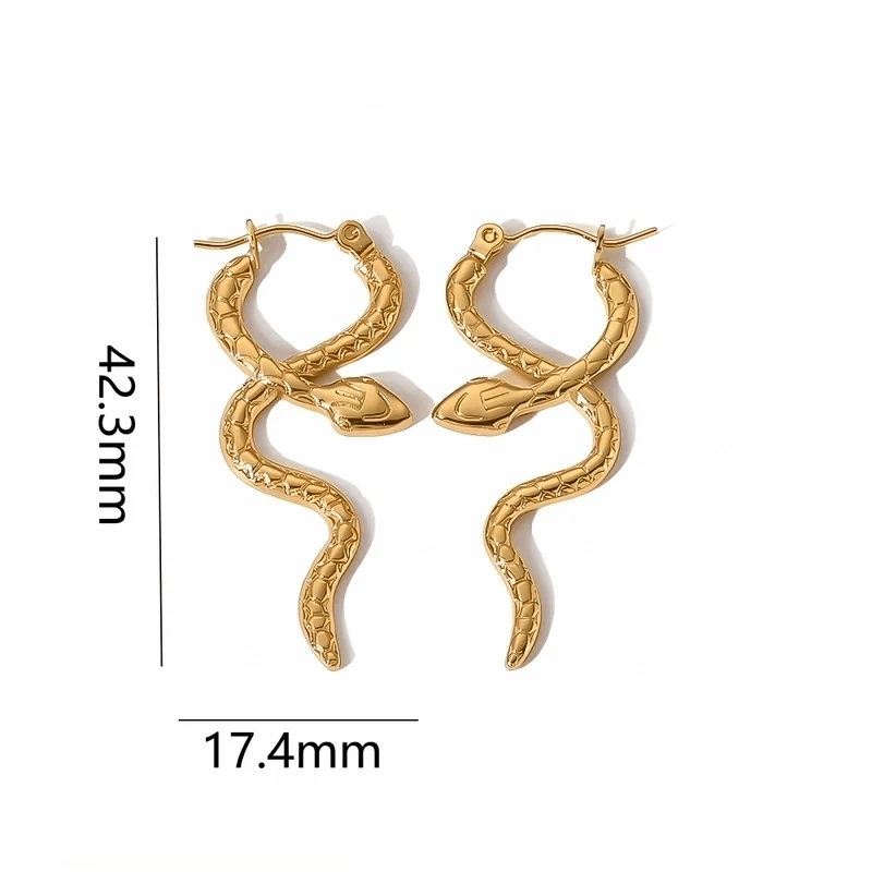 Goudkleurige stainless steel slangen oorringen – 42x17 mm - oor6406 - 71107 - Oorringen kopen# - 45mm - alles - cadeau