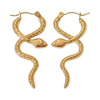 Goudkleurige stainless steel slangen oorringen – 42x17 mm - oor6406 - 71107 - Oorringen kopen# - 45mm - alles - cadeau