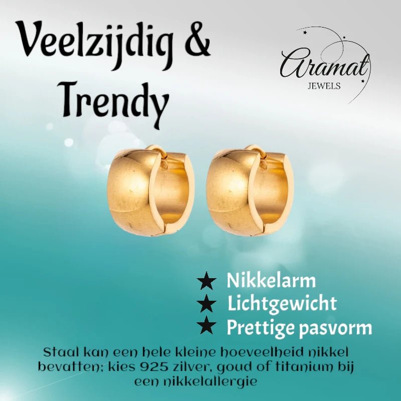 Goudkleurige Stalen Gladde Oorringen 13x7mm - oor5825 - se26033 - Oorringen kopen