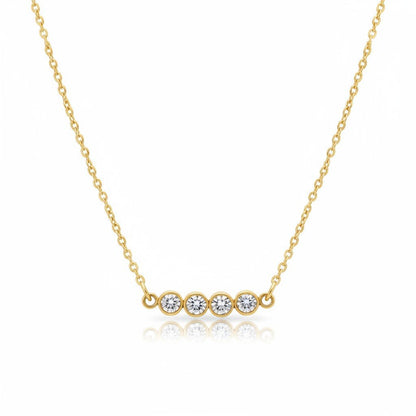 Goudkleurige Stalen Ketting met bar met zirkonia - Aramat Jewels - Halskettingen - cadeautip