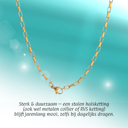 Goudkleurige Stalen Ketting rechthoekige schakel - Aramat Jewels - Halskettingen - cadeautip