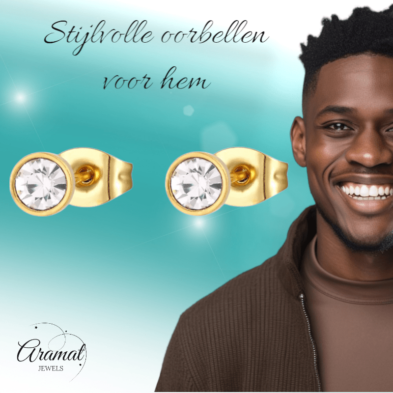 Goudkleurige Stalen Kristallen Oorbellen 4mm - oor2090 - XE59272 - Oorbellen kopen# - 4mm - alles - cadeau