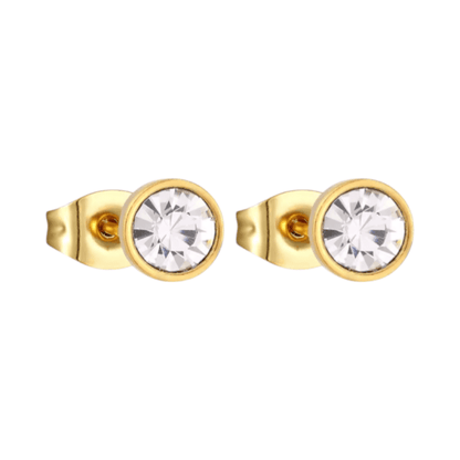 Goudkleurige Stalen Kristallen Oorbellen 6mm - oor1692 - xe58218 - Oorbellen kopen# - 6mm - alles - cadeau