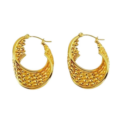 Goudkleurige Stalen Oorringen – 6 - in - 1 design – 30x25 mm - oor6409 - 69940 - Oorringen kopen# - 30mm - alles - cadeau