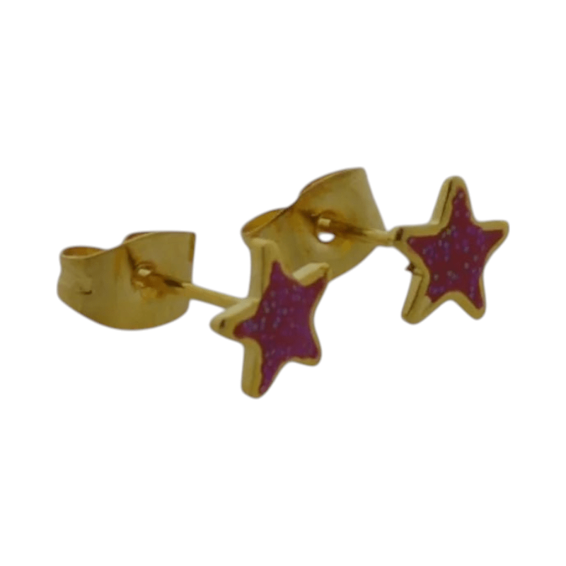 Goudkleurige Ster Oorstekers Rood 6 mm - oor6171 - YY - Oorbellen kopen# - 6mm - alles - cadeau