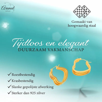 Goudkleurige Triple Hart Hoops 25mm - oor6303 - 827750 - Oorringen kopen# - 25mm - alles - cadeau