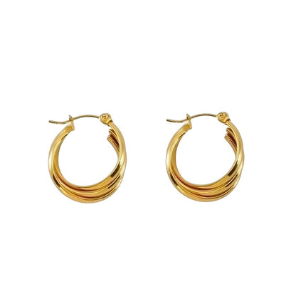 Goudkleurige triple oorringen 24x21x9mm - oor6372 - 69933 - Oorringen kopen# - 24mm - alles - cadeau