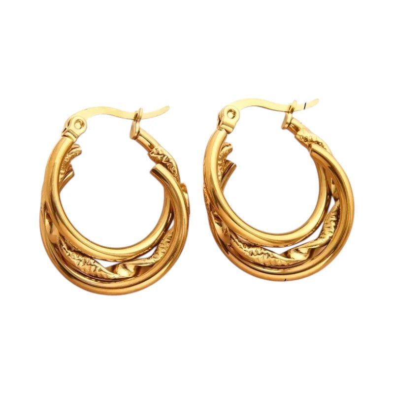 Goudkleurige Triple Oorringen Rond – 20x7mm - oor6296 - 647263 - Oorringen kopen# - 20mm - alles - cadeau