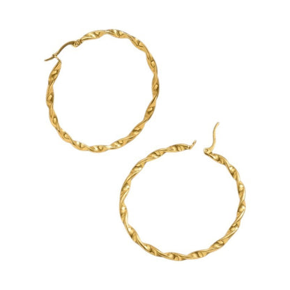 Goudkleurige twisted oorringen 30mm - oor6373 - Oorringen kopen# - 30mm - alles - cadeau