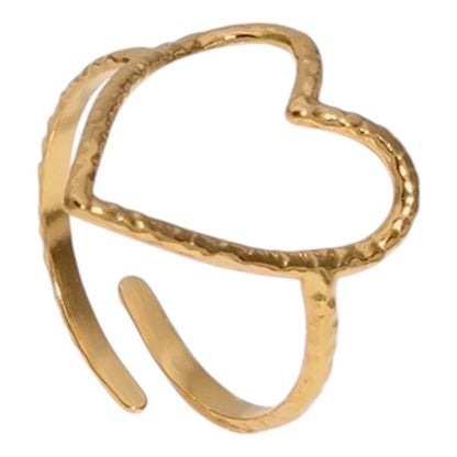 Goudkleurige Verstelbare Ring met Groot Open Hart 19mm - Stainless Steel - ring352 - 73899 - Ringen kopen# - Goudkleur - alles - boho