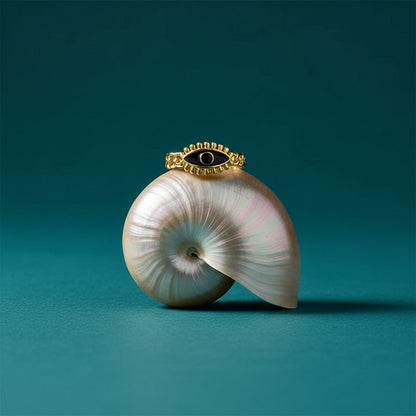 Goudkleurige Verstelbare RVS Ring met Zwart Emaille Boze Oog - 9 mm - Aramat Jewels - Ringen - cadeautip