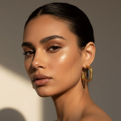 Goudkleurige Vierkante Oorringen Gourmetschakel 20x5mm RVS - Aramat Jewels - Oorbellen - cadeautip