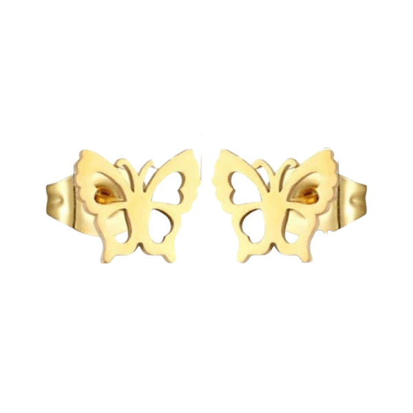 Goudkleurige vlinder oorstekers 9 mm - Aramat Jewels - Oorbellen - cadeautip