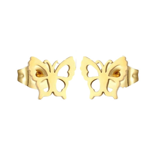 Goudkleurige vlinder oorstekers 9 mm - Aramat Jewels - Oorbellen - cadeautip