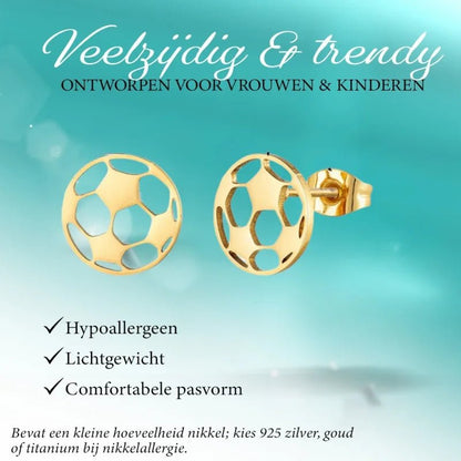 Gouden voetbal oorbellen.
