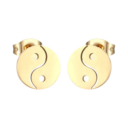 Goudkleurige Ying - Yang Oorbellen | RVS 10mm - oor4153 - Oorbellen kopen# - 10mm - alles - cadeau