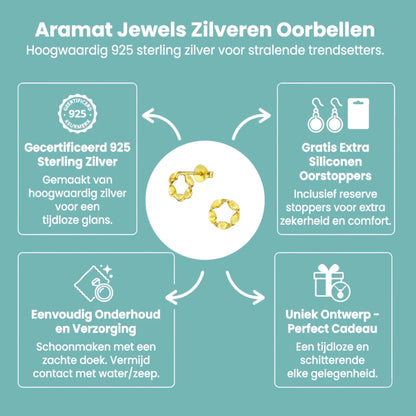 Goudkleurige zilveren gedraaide oorstekers - Aramat Jewels - Oorbellen - cadeautip