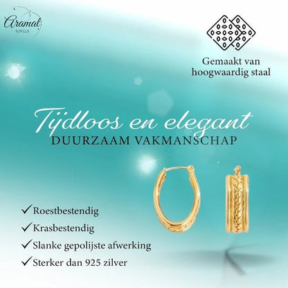 Gourmet Schakel Oorringen RVS Goudkleurig – 25x18mm – Ovaal - oor6326 - 657118 - Oorringen kopen# - 25mm - alles - cadeau