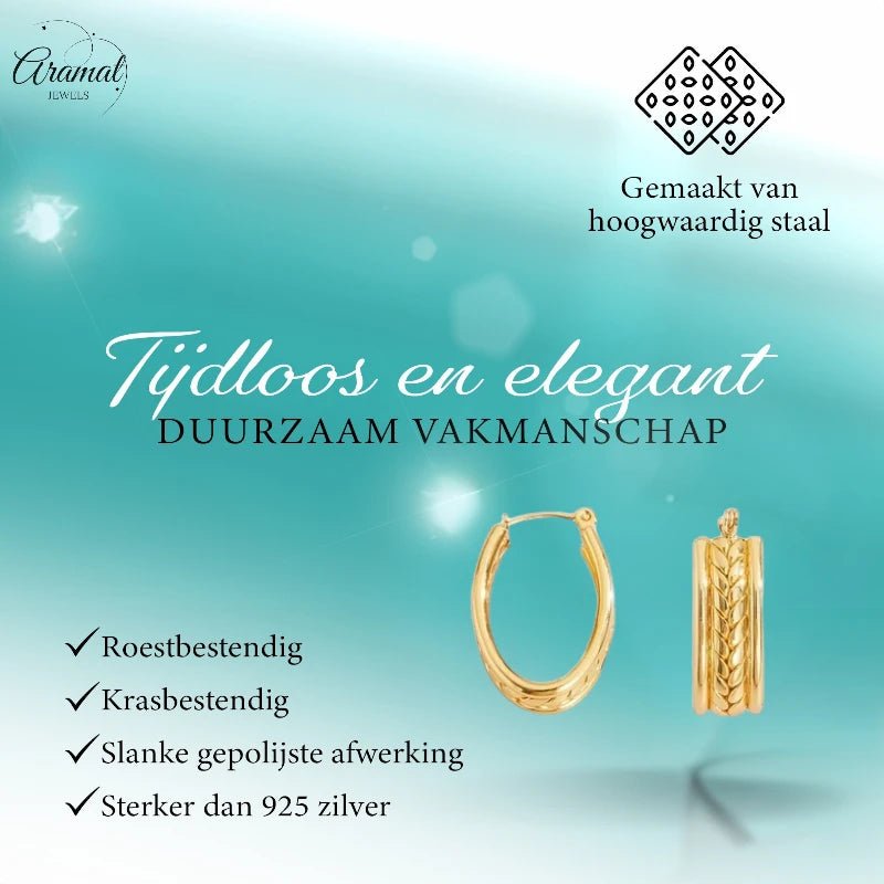 Gourmet Schakel Oorringen RVS Goudkleurig – 25x18mm – Ovaal - oor6326 - 657118 - Oorringen kopen# - 25mm - alles - cadeau