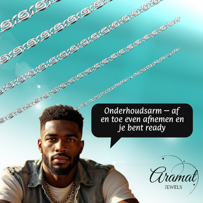 RVS Griekse Ketting 50-60cm Zilverkleur - Greek Pattern Unisex