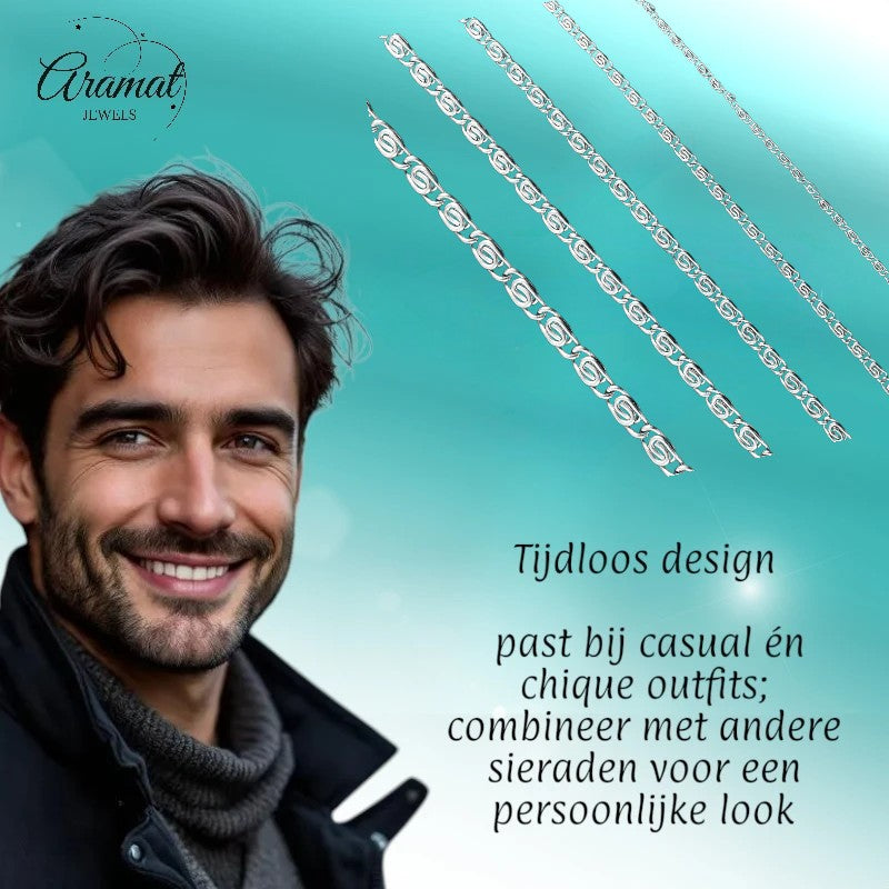 RVS Griekse Ketting 50-60cm Zilverkleur - Greek Pattern Unisex