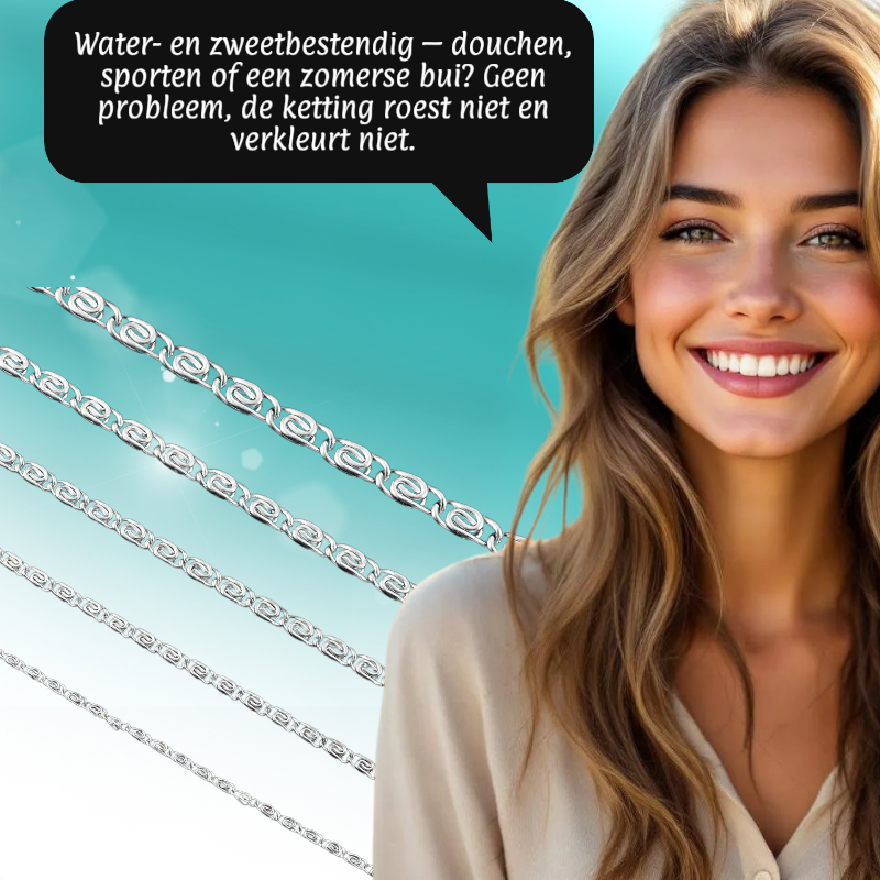 RVS Griekse Ketting 50-60cm Zilverkleur - Greek Pattern Unisex