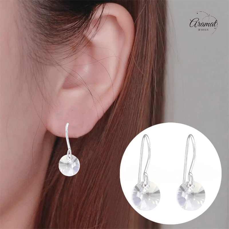 Grijze Kristal Oorhangers Kind - 925 Zilver - oor3260 - 27940 - Oorhangers kopen# - 8mm - 925 Zilver - alles