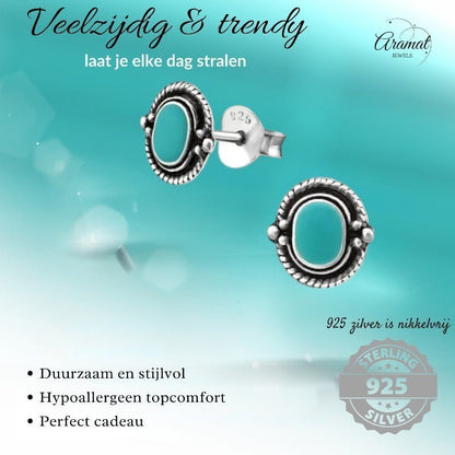 Groene Bali Oorbellen - Zilveren Oorstekers - oor983 - 31323 - Oorbellen kopen